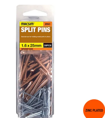 SPLIT PINS - ASSORTED - ZP - PKT 25 -- Macsim