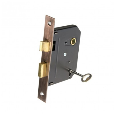 MORTICE LOCK   - 100 x 75mm - FLORENTINE BRONZE - ROMAK