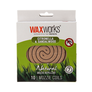 MOSQUITO COILS - CITRONELLA & NATURAL SANDLEWOOD  - 10 PACK  - WAXWORKS
