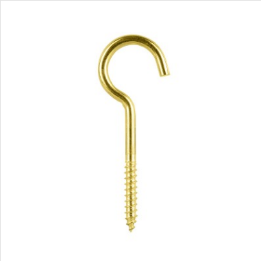 HOOK - ROUND SCREW HOOK - BRASS PLATED - 58mm