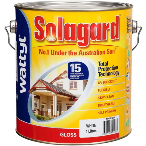 PAINT - WATTYL SOLAGARD GLOSS WHITE - 1 LITRE - WATTYL - 25 YEAR GUARANTEE