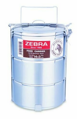 FOOD CARRIER - 3 TIER - ZEBRA STAINLESS STEEL -  10cm x 3