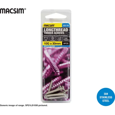 TIMBER SCREWS - STAINLESS STEEL - CSK HEAD - 8 X 25MM - PKT 10