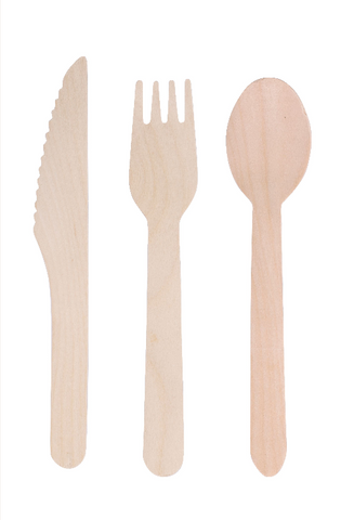 CUTLERY - BIODEGRADABLE, COMPOSTABLE, - KNIFE, FORK, SPOON , - 6 SETS - BAMBOO -  AVANTI