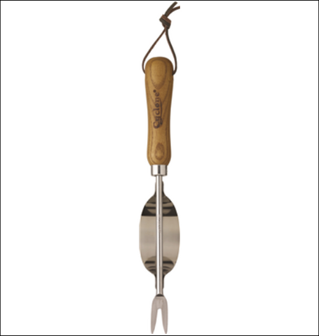 WEEDER - HAND WEEDER - STAINLESS STEEL WITH POLISHED WOOD HANDLE - CYCLONE