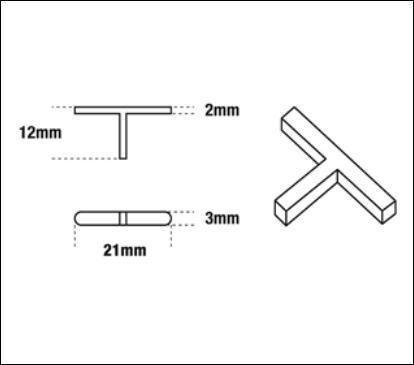 TILE SPACER LUGS - 2mm x 100 - WHITE - DTA