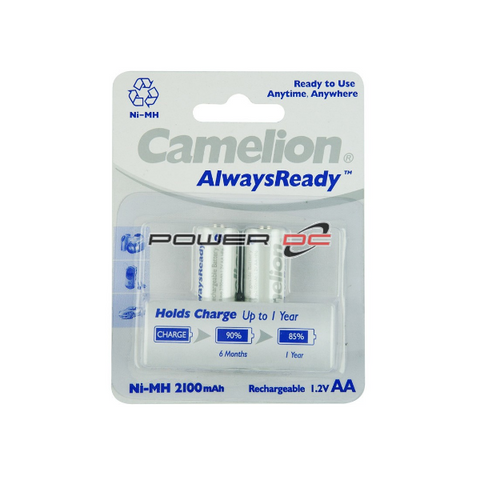 BATTERIES - AA RECHARGEABLE - ALWAYS READY - 2 PACK - CAMELION
