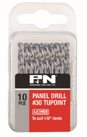 PANEL DRILL BIT SET - 1/8" - #30  - DOUBLE ENDED - 10 PACK - P & N