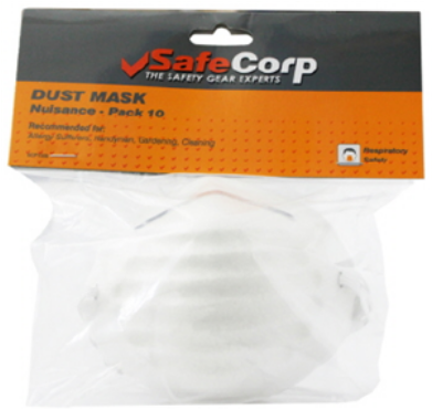 MASKS  - DUST MASKS - DISPOSABLE - 10 PACK - SAFECORP