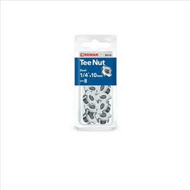 TEE NUTS - ZINC PLATED - 1/4" - 8 PACK