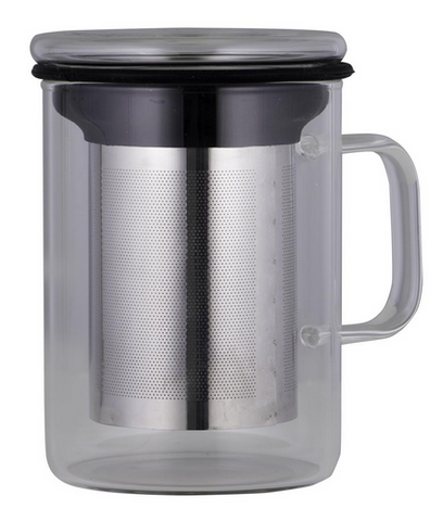 TEA MUG - GLASS WITH INFUSER - 350ML - BLACK - AVANTI