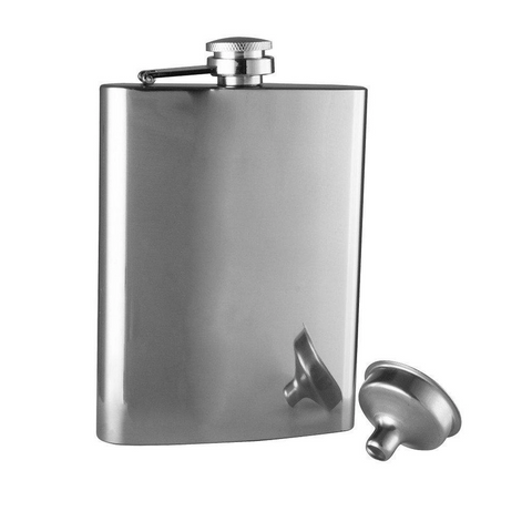 FLASK - HIP FLASK WITH FUNNEL - POLISHED FINISH - 236ML