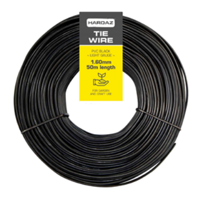 TIE WIRE - BLACK PVC COATED  - 1.60mm x 20 Metres