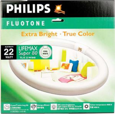 FLUORO TUBE CIRCULAR 216mm DIA -  22W -  TRUCOLOUR - COOL WHITE