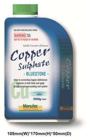 COPPER SULPHATE - WATER SOLUBLE - 500gms - MANUTEC