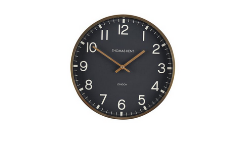 CLOCK - WALL CLOCK - 25CM BRASS/BLACK - THOMAS KENT