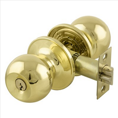 ENTRANCE KNOB SET - KEYED -  POLISHED BRASS -  ROMAK