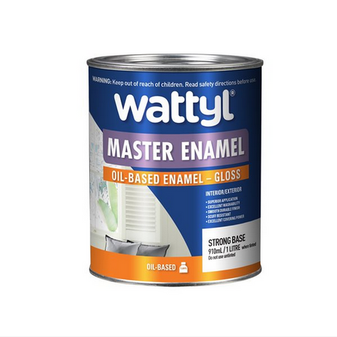 ENAMEL PAINT - WATTYL MASTER ENAMEL -  INTERIOR/EXTERIOR - GLOSS WHITE - 1 LITRE