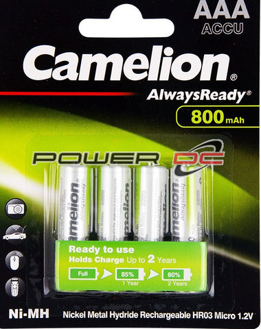 BATTERIES - AAA RECHARGEABLE - ALWAYS READY - 4 PACK - CAMELION