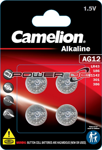 LR43/AG12 - LITHIUM BATTERIES  - 4 PACK - CAMELION