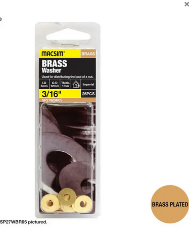 WASHERS - BRASS -  M5 (3/16)  - 25 PIECES