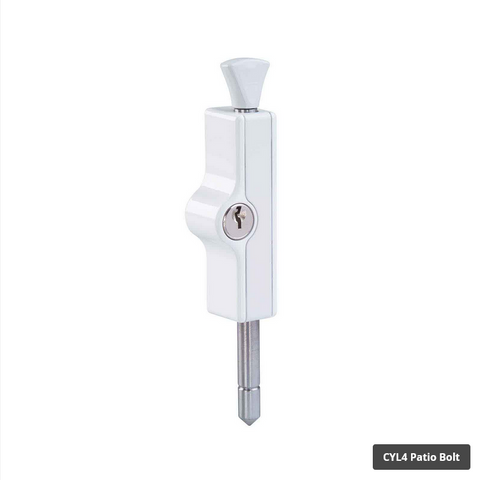 PATIO BOLT LOCK - WHITE - 4 CYLINDER - WHITCO - Pk1