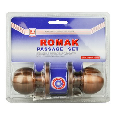 PASSAGE SET - DOOR - KNOB - ANTIQUE BRONZE - ROMAK