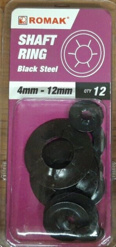 WASHERS - SHAFT RING  METAL WASHERS - BLACK STEEL - 12 PIECE
