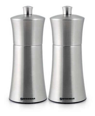 SALT& PEPPER MILL SET - 15CM/6" - TORRE STAINLESS STEEL - SWISSMAR