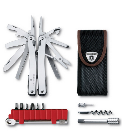 SwissTool SPIRIT X PLUS - WITH  RATCHET WRENCH SET - and  Leather Sheath - VICTORINOX