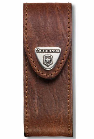 VICTORINOX KNIFE SHEATH - BROWN LEATHER BELT POUCH - 2-4 LAYER