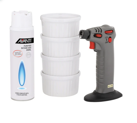 CREME BRULEE SET WITH CHEF'S  TORCH PRO -  6 PIECE - AVANTI