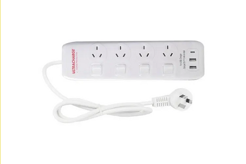 POWER BOARD - 4 SWITCH + 3 USB PORTS WITH OVERLOAD SWITCH - ULTRACHARGE