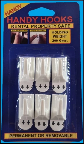 LITTLE  HOOKS - 300gms - 6 PACK - REMOVABLE OR PERMANENT - HANDY
