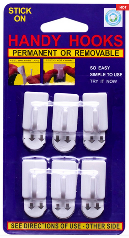 MICRO  HOOKS - 6 PACK - 300gms -  PERMANENT OR REMOVABLE - HANDY