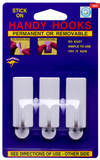 LONG KEY  HOOKS - 3 PACK - 300gms -  PERMANENT OR REMOVABLE - HANDY