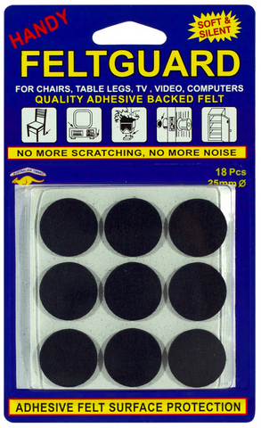 FELT PADS  - ROUND ADHESIVE - 25mm - FELTGUARD - 18 PACK