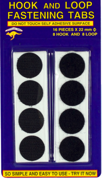 HOOK & LOOP FASTENERS - BLACK - 22mm ROUND - PKT 16 – Blue Mountains ...