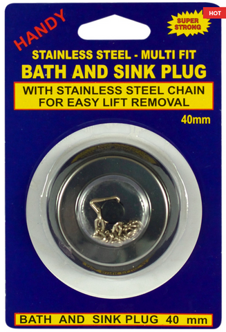 PLUG - 40mm - STAINLESS STEEL WITH CHAIN - HANDY