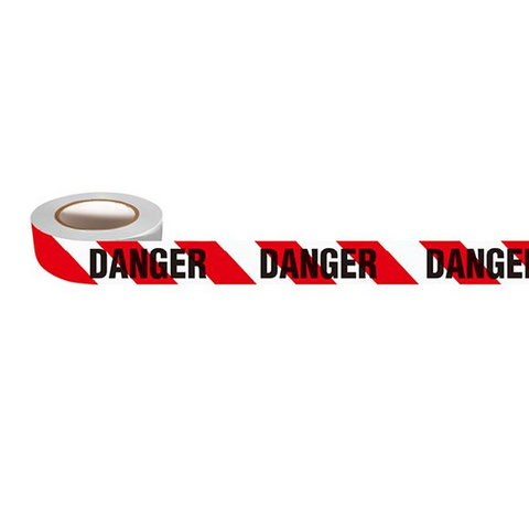 DANGER   TAPE - WHITE/RED  -  100m x 75mm