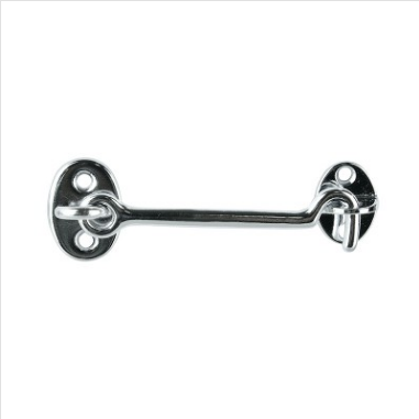 CABIN HOOK & EYE - BRASS - CHROME PLATED - 100mm