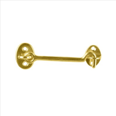 CABIN HOOK & EYE - POLISHED BRASS  - 150mm