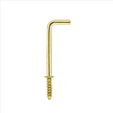 HOOK - SHOULDERED SQUARE HOOK - BRASS PLATED  - 38mm - Each