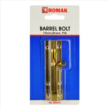 BARREL BOLT - 75mm - POLISHED BRASS