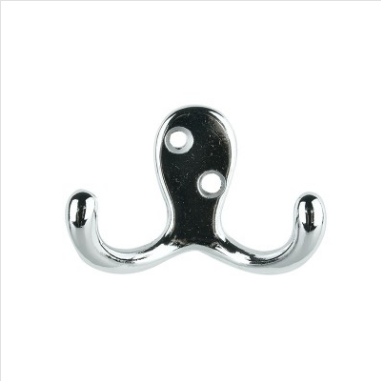 HOOK - WARDROBE HOOK -DOUBLE - CHROME PLATED - 45mm - 1 PACK