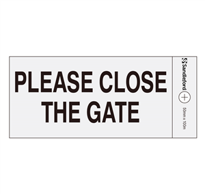 SIGN SELF ADHESIVE 100 x 50mm PLEASE CLOSE THE GATE