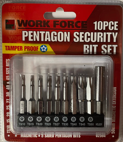 PENTAGON SECURITY  BIT SET - TAMPERPROOF - 10 PIECE
