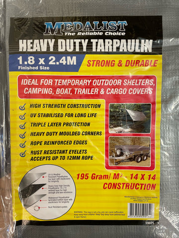 1.8M x 2.4M - SILVER TARPAULIN - HEAVY DUTY