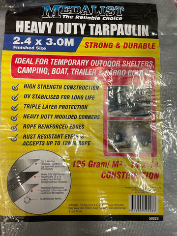 2.4M x 3.0M - SILVER TARPAULIN - HEAVY DUTY