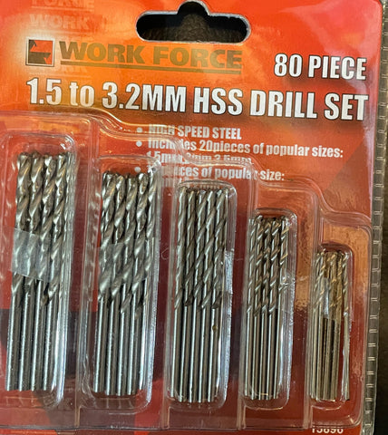 DRILL BIT SET -  80 PIECE 1.5 TO 3.2mm HSS